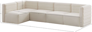Quincy Velvet / Engineered Wood / Foam Contemporary Cream Velvet Modular Sectional - 126" W x 63" D x 30.5" H