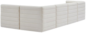 Quincy Velvet / Engineered Wood / Foam Contemporary Cream Velvet Modular Sectional - 126" W x 63" D x 30.5" H