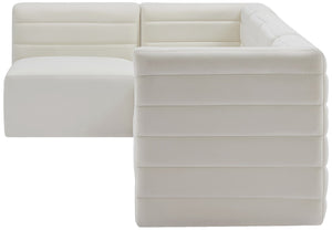 Quincy Velvet / Engineered Wood / Foam Contemporary Cream Velvet Modular Sectional - 126" W x 63" D x 30.5" H