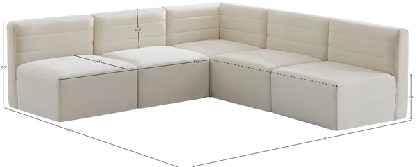 Quincy Velvet / Engineered Wood / Foam Contemporary Cream Velvet Modular Sectional - 95" W x 95" D x 30.5" H