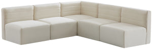 Quincy Velvet / Engineered Wood / Foam Contemporary Cream Velvet Modular Sectional - 95" W x 95" D x 30.5" H