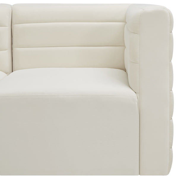 Quincy Velvet / Engineered Wood / Foam Contemporary Cream Velvet Modular Sectional - 95" W x 95" D x 30.5" H