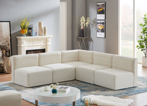 Quincy Velvet / Engineered Wood / Foam Contemporary Cream Velvet Modular Sectional - 95" W x 95" D x 30.5" H