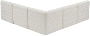Quincy Velvet / Engineered Wood / Foam Contemporary Cream Velvet Modular Sectional - 95" W x 95" D x 30.5" H