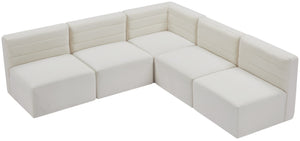Quincy Velvet / Engineered Wood / Foam Contemporary Cream Velvet Modular Sectional - 95" W x 95" D x 30.5" H