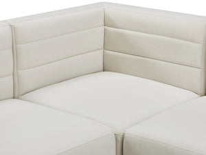 Quincy Velvet / Engineered Wood / Foam Contemporary Cream Velvet Modular Sectional - 95" W x 95" D x 30.5" H