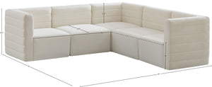Quincy Velvet / Engineered Wood / Foam Contemporary Cream Velvet Modular Sectional - 95" W x 95" D x 30.5" H