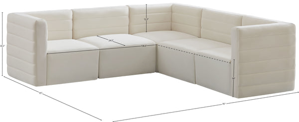 Quincy Velvet / Engineered Wood / Foam Contemporary Cream Velvet Modular Sectional - 95" W x 95" D x 30.5" H