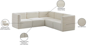 Quincy Velvet / Engineered Wood / Foam Contemporary Cream Velvet Modular Sectional - 95" W x 95" D x 30.5" H