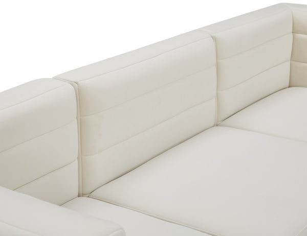 Quincy Velvet / Engineered Wood / Foam Contemporary Cream Velvet Modular Sectional - 95" W x 95" D x 30.5" H