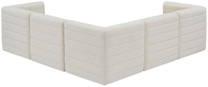 Quincy Velvet / Engineered Wood / Foam Contemporary Cream Velvet Modular Sectional - 95" W x 95" D x 30.5" H