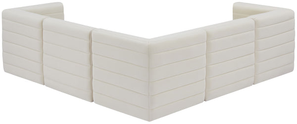 Quincy Velvet / Engineered Wood / Foam Contemporary Cream Velvet Modular Sectional - 95" W x 95" D x 30.5" H