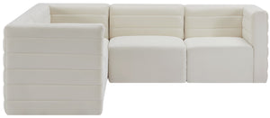 Quincy Velvet / Engineered Wood / Foam Contemporary Cream Velvet Modular Sectional - 95" W x 95" D x 30.5" H