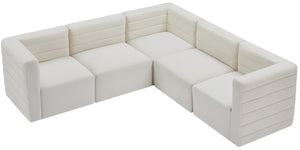 Quincy Velvet / Engineered Wood / Foam Contemporary Cream Velvet Modular Sectional - 95" W x 95" D x 30.5" H