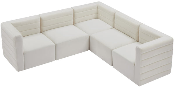 Quincy Velvet / Engineered Wood / Foam Contemporary Cream Velvet Modular Sectional - 95" W x 95" D x 30.5" H
