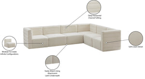 Quincy Velvet / Engineered Wood / Foam Contemporary Cream Velvet Modular Sectional - 126" W x 95" D x 30.5" H