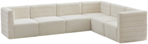 Quincy Velvet / Engineered Wood / Foam Contemporary Cream Velvet Modular Sectional - 126" W x 95" D x 30.5" H