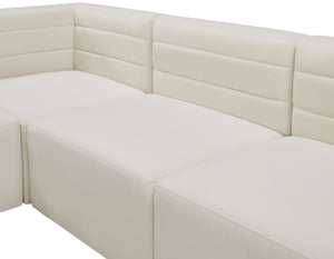 Quincy Velvet / Engineered Wood / Foam Contemporary Cream Velvet Modular Sectional - 126" W x 95" D x 30.5" H