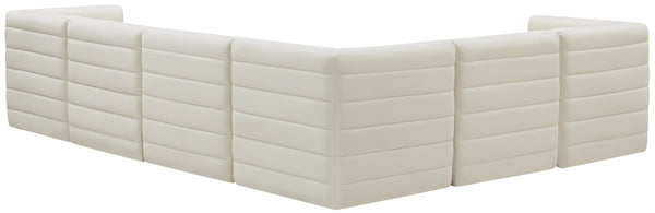 Quincy Velvet / Engineered Wood / Foam Contemporary Cream Velvet Modular Sectional - 126" W x 95" D x 30.5" H