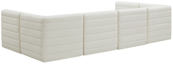 Quincy Velvet / Engineered Wood / Foam Contemporary Cream Velvet Modular Sectional - 126" W x 63" D x 30.5" H