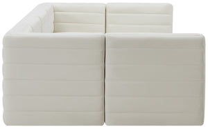 Quincy Velvet / Engineered Wood / Foam Contemporary Cream Velvet Modular Sectional - 126" W x 63" D x 30.5" H