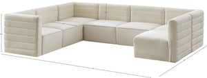 Quincy Velvet / Engineered Wood / Foam Contemporary Cream Velvet Modular Sectional - 126" W x 95" D x 30.5" H