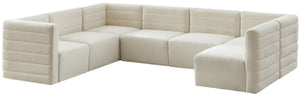Quincy Velvet / Engineered Wood / Foam Contemporary Cream Velvet Modular Sectional - 126" W x 95" D x 30.5" H