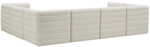 Quincy Velvet / Engineered Wood / Foam Contemporary Cream Velvet Modular Sectional - 126" W x 95" D x 30.5" H