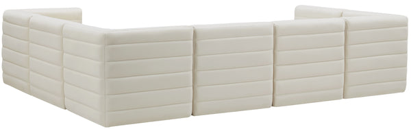 Quincy Velvet / Engineered Wood / Foam Contemporary Cream Velvet Modular Sectional - 126" W x 95" D x 30.5" H