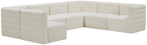 Quincy Velvet / Engineered Wood / Foam Contemporary Cream Velvet Modular Sectional - 126" W x 95" D x 30.5" H