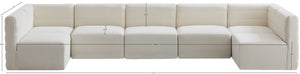 Quincy Velvet / Engineered Wood / Foam Contemporary Cream Velvet Modular Sectional - 157.5" W x 95" D x 30.5" H