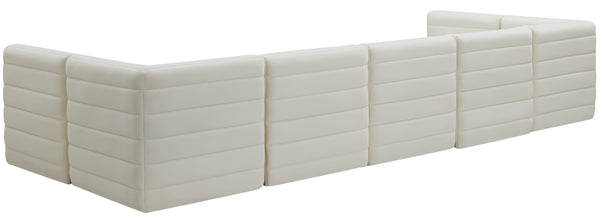 Quincy Velvet / Engineered Wood / Foam Contemporary Cream Velvet Modular Sectional - 157.5" W x 95" D x 30.5" H
