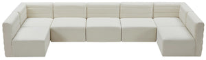 Quincy Velvet / Engineered Wood / Foam Contemporary Cream Velvet Modular Sectional - 157.5" W x 95" D x 30.5" H