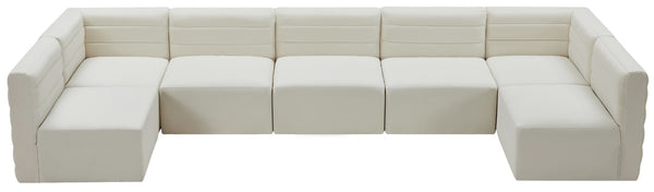 Quincy Velvet / Engineered Wood / Foam Contemporary Cream Velvet Modular Sectional - 157.5" W x 95" D x 30.5" H