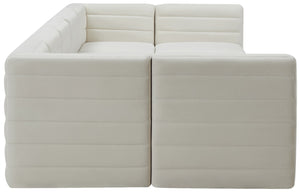 Quincy Velvet / Engineered Wood / Foam Contemporary Cream Velvet Modular Sectional - 157.5" W x 95" D x 30.5" H