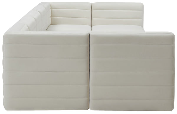 Quincy Velvet / Engineered Wood / Foam Contemporary Cream Velvet Modular Sectional - 157.5" W x 95" D x 30.5" H