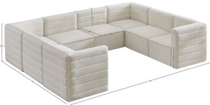 Quincy Velvet / Engineered Wood / Foam Contemporary Cream Velvet Modular Sectional - 126" W x 95" D x 30.5" H