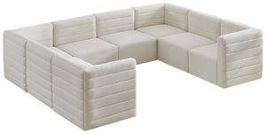 Quincy Velvet / Engineered Wood / Foam Contemporary Cream Velvet Modular Sectional - 126" W x 95" D x 30.5" H