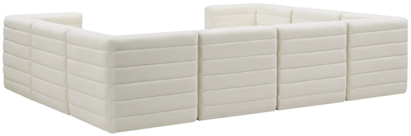 Quincy Velvet / Engineered Wood / Foam Contemporary Cream Velvet Modular Sectional - 126" W x 95" D x 30.5" H