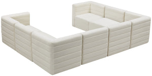 Quincy Velvet / Engineered Wood / Foam Contemporary Cream Velvet Modular Sectional - 126" W x 95" D x 30.5" H