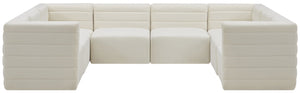 Quincy Velvet / Engineered Wood / Foam Contemporary Cream Velvet Modular Sectional - 126" W x 95" D x 30.5" H
