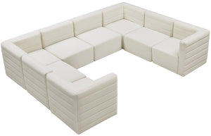 Quincy Velvet / Engineered Wood / Foam Contemporary Cream Velvet Modular Sectional - 126" W x 95" D x 30.5" H
