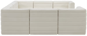 Quincy Velvet / Engineered Wood / Foam Contemporary Cream Velvet Modular Sectional - 126" W x 95" D x 30.5" H