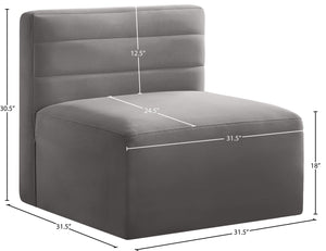 Quincy Velvet / Engineered Wood / Foam Contemporary Grey Velvet Modular Armless Chair - 31.5" W x 31.5" D x 30.5" H