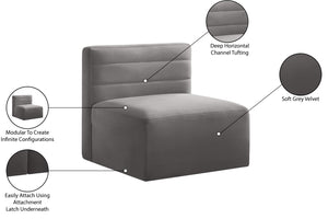 Quincy Velvet / Engineered Wood / Foam Contemporary Grey Velvet Modular Armless Chair - 31.5" W x 31.5" D x 30.5" H