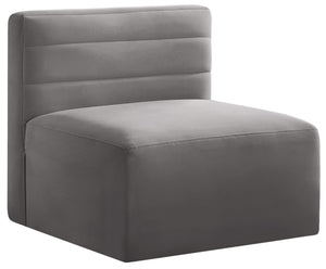 Quincy Velvet / Engineered Wood / Foam Contemporary Grey Velvet Modular Armless Chair - 31.5" W x 31.5" D x 30.5" H