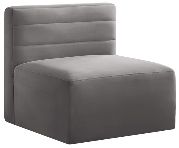 Quincy Velvet / Engineered Wood / Foam Contemporary Grey Velvet Modular Armless Chair - 31.5" W x 31.5" D x 30.5" H