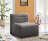 Quincy Velvet / Engineered Wood / Foam Contemporary Grey Velvet Modular Armless Chair - 31.5" W x 31.5" D x 30.5" H