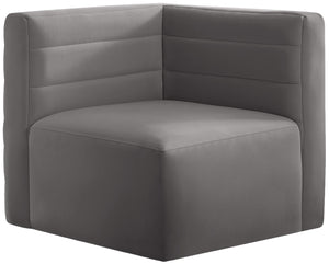 Quincy Velvet / Engineered Wood / Foam Contemporary Grey Velvet Modular Corner Chair - 31.5" W x 31.5" D x 30.5" H