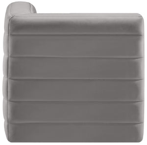 Quincy Velvet / Engineered Wood / Foam Contemporary Grey Velvet Modular Corner Chair - 31.5" W x 31.5" D x 30.5" H